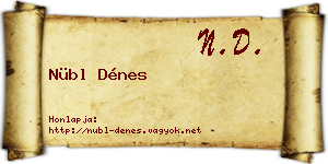 Nübl Dénes névjegykártya